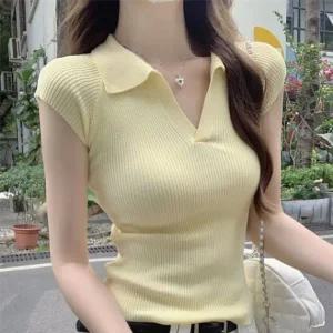 [하프클럽/]여름철스타일링 넥카라 슬리브리스 울탑 데일리룩