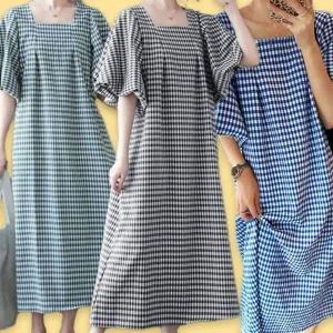 [하프클럽/]레이디스 시즌 체크무늬 하프티 릴렉스핏 오버 핏감 이지 맥시