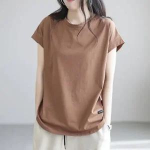 [하프클럽/]걸스 솔리드 슬릿 하프슬리브 하절기 상의 루즈핏단색 데일리룩