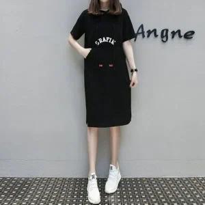 [하프클럽/]데일리룩 후디 미니드레스 롱기장오버핏 루즈핏 반소매 여성용