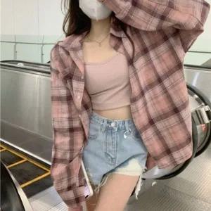 [하프클럽/]유니크레이디스 오텀 시즌 체크셔츠 핑크