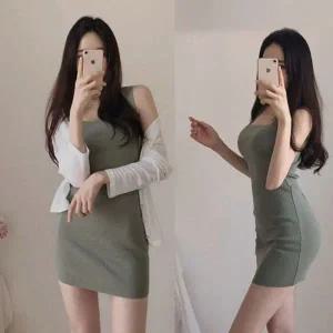 [하프클럽/]뜨개탑 크롭 원피스룩 소매없음 스프링썸머 스타일 청량한 민소