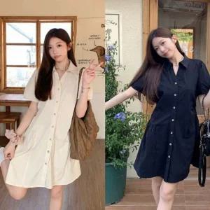 [하프클럽/]릴랙스핏 셔츠칼라 톱셔츠 주름미니드레스 시즌