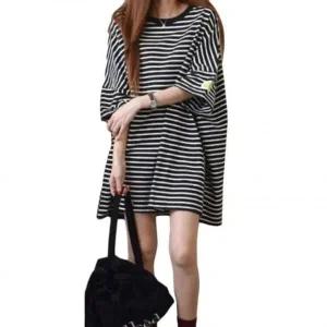 [하프클럽/]S/S 세로줄 하프슬리브 올데이롱티셔츠