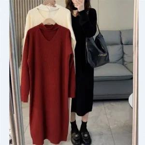 [하프클럽/]가을철 뉴 이중 울탑 브이칼라미니드레스 트렌디 스커트 F/W 따