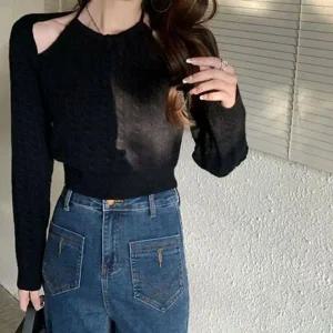 [하프클럽/]우먼 신규 숏재킷 꼬임 홀터넥 풀오버 롱슬리브상의 스탠다드