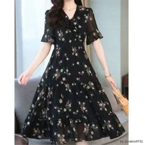 [하프클럽/]여성 플라워패턴 데일리 주름 숏티 드레스비침소재 로맨틱룩