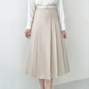 [하프클럽/]핀턱 여성 플리츠 스커트 여자 주름 롱 치마 벨트포함 플리츠롱