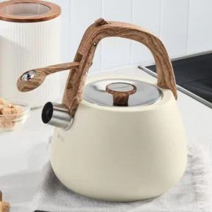 셰프라인 우든 인덕션 주전자 휘슬 보리차 크림 2.5L