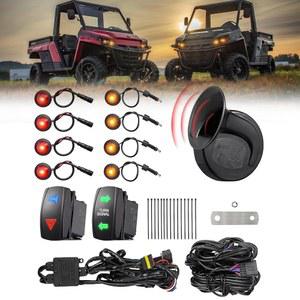 경적 사전 배선 플러그 앤 플레이 ATV 턴 시그널 스트리트 리걸 블링커 키트 폴라리스 캔암 가와사키 CFMOTO와 호환되는 로커 스위치 USB 플래셔 릴레이 8개 조명 가 포함된 UTV