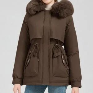 여성아우터 아우터 여성 보온성 허리스트링 허리끈 파커 겨울점퍼 조절 겨울