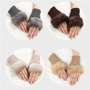 앙고라니트 털 핸드워머 겨울 여성 퍼 반 장갑 손난로 선물 단체 뜨게 겨울 털장갑 토끼털 여성장갑