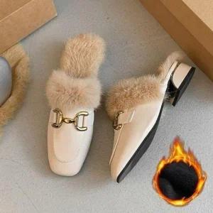 컬러 겨울 데일리 여성 캐주얼 금장 퍼 블로퍼 겨울 신발 화 캐주얼 패션블로퍼 방한 털