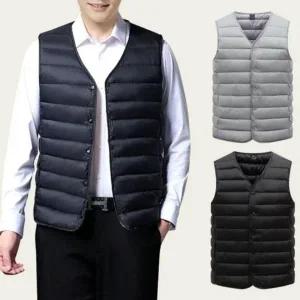 겨울 보온 베스트 남자 경량 보온 누빔 브이넥 패딩 점퍼 자켓 여성 베스트 남자 구스 패딩 파카 겨울