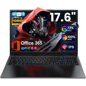 점퍼 17.6인치 노트북, 1년 오피스 365, 16GB RAM 포함 노트북 컴퓨터, 512GB SSD+128GB 스토리지, 윈도우 11 셀러론 N5095 프로세서, 100% sRGB FHD 디스플레이, WiFi6, BT5.2, 백라이트 키보드