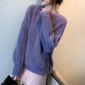 여성니트티 여성니트 반목폴라 데일리우먼 니트셔츠 겨울철 여성 앙고라 부드러운 라운드 겨울