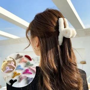 Ludia 12cm 겨울 털 헤어 퍼 밍크 올림머리 집게핀 겨울 털헤어 헤어핀 앙고라헤어 집게핀 밍크