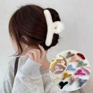 Ludia 13cm 윈터 헤어집게핀 겨울 따뜻 빅사이즈 퍼 겨울 밍크 꼬임집게핀 머리핀 헤어집게핀