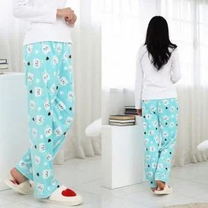 ( )극세사 여성용 수면바지 블루래빗 바지 겨울 바지 세련된 겨울 홈웨어 용 캐릭터 스타일리시한 굿마켓