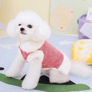 애견 체크 디자인 겨울 털 안감 보온 의류 자켓 코디 아우터 강아지 애견의류 하네스자켓 겨울옷 따뜻한