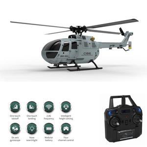 C186 RC 헬리콥터 2.4G 4CH BO105 비행기 4 프로펠러 안정화를위한 6 축 전자 자이로 스코프 원격 제어 완