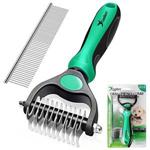 캔듀어 언더 레이크 빗 i e s 디매팅 효과적인 제모 양면 반려 인 개와 작은 녹색