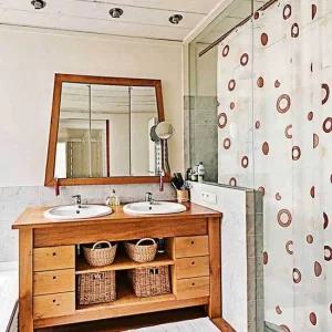 패브릭 브라운 반투명 중형 욕실 샤워커튼 화장실