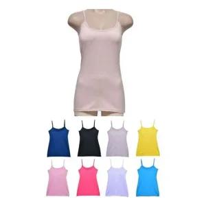 면스판 데일리 무지 캡내장 컬러 롱끈나시 여성런닝