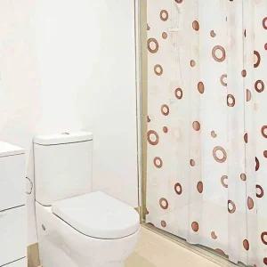 반투명 샤워커튼 패브릭 화장실 소형 욕실 브라운