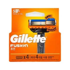 질레트 퓨전 5중날 면도날 4개 남자 수염 면도 잔털 목 얼굴