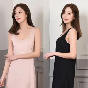 천연 쿨 인견 여성 롱 슬립 런닝 무지 기본 원피스