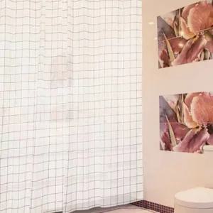 샤워커튼 욕실 욕조 커튼 예쁜 커텐 체크 화이트 중