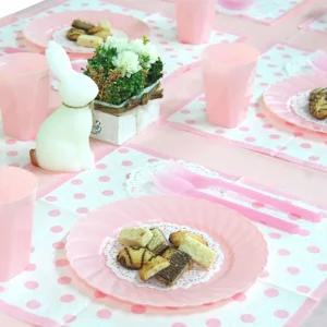 플라스틱 사이드 6인용 파티세트(핑크)테이블용품 예쁜접시 6세트 용세트 플레이트