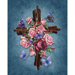 [OFM65R9O]크로스 장미  패브릭형   원형 40x50