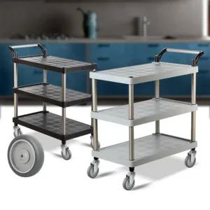 플라스틱 PP 3단 대 회색바퀴 무빙카트 주방트롤리 카 서빙카 써빙카트 써빙카 주방카트