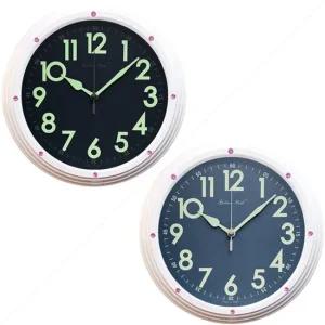 GB5246a 야광무소음 핑크큐빅 메탈 벽시계25cm 화이트 야광벽걸이시계 무소음야광벽시계