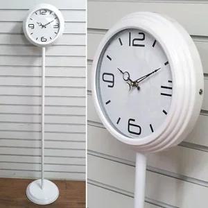 GB6075 무소음 메탈 순수 스탠드시계 화이트 제조한국 스탠드시계 무소음시계 플로어시계