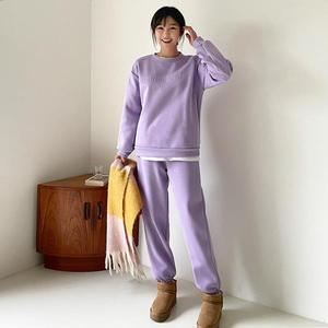 [핑크시슬리] SET/엠보 레터링 기모 조거 트레이닝세트