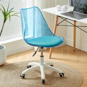 서재 내구성좋은 의자 공부방 사무용 튼튼한 최대하중 200kg 투명블루+블루 의자