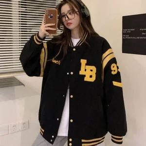 [하프클럽/]자수 기모점 점퍼 야구 여성 배색 자켓 야구잠