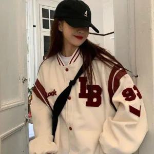 [하프클럽/]오버핏 배색 야구 점퍼 캐주얼한 여자 데일리 자켓