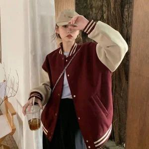 [하프클럽/]겨울 나들이 패션 기모 야구 캐주얼 여자 점퍼 자켓