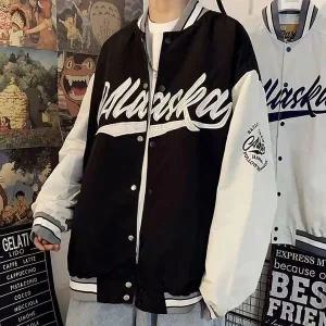 [하프클럽/]봄 가을 영문 캐주얼 데일리 루즈핏 커플 야구 점퍼