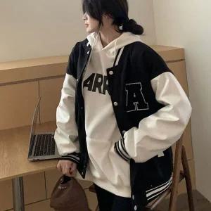 [하프클럽/]봄가을 자수 로고 야구 점퍼 캐주얼 데일리 여자 자켓