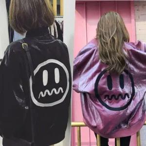 [하프클럽/]이모티콘 벨벳 야구 점퍼