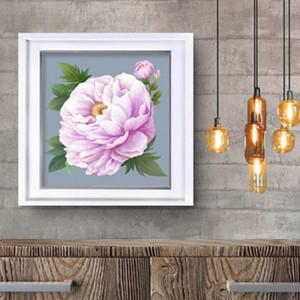 목단그림 모란 목단 그림 액자 연보라목단 정사각 흰색액자5 풍수인테리어