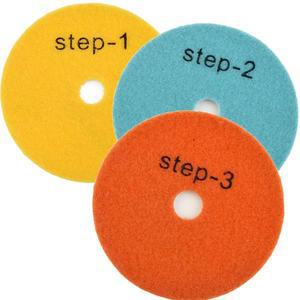 2pcs 4 인치 다이아몬드 연마 패드 화강암 대리석 석영 석재 세라믹 연삭 도구 샌딩을위한 3 단계 건식/습