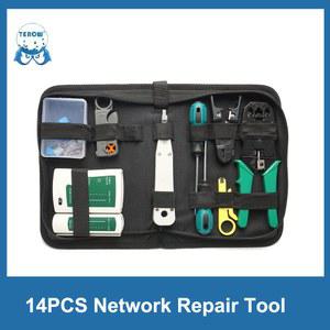 TEROW 네트워크 이더넷 클램프 LAN 트래커 수리 케이블 도구 세트 RJ45 POE 스위치 테스터 14