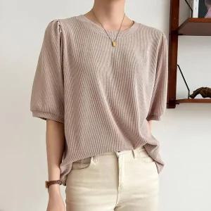 빅사이즈 509 우아한잔골지반팔티셔츠 DLDV189