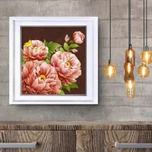 모란 그림 액자 진주황목단 정사각 흰색액자8 목단 목단그림 부자되는그림 풍수인테리어